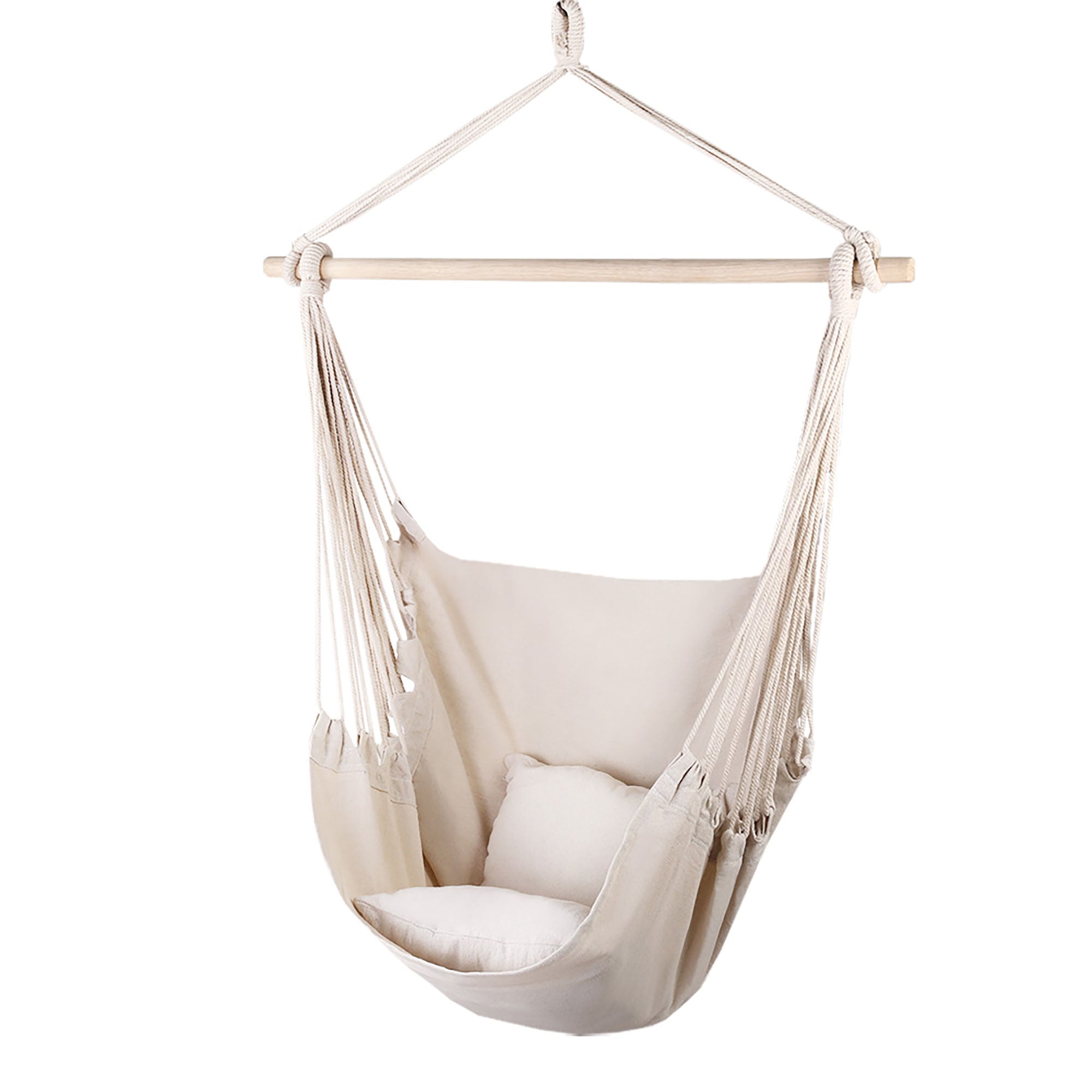 Hammock Chair Outdoor Camping Hanging Hammocks Cushion Pillow Cream By Gardeon