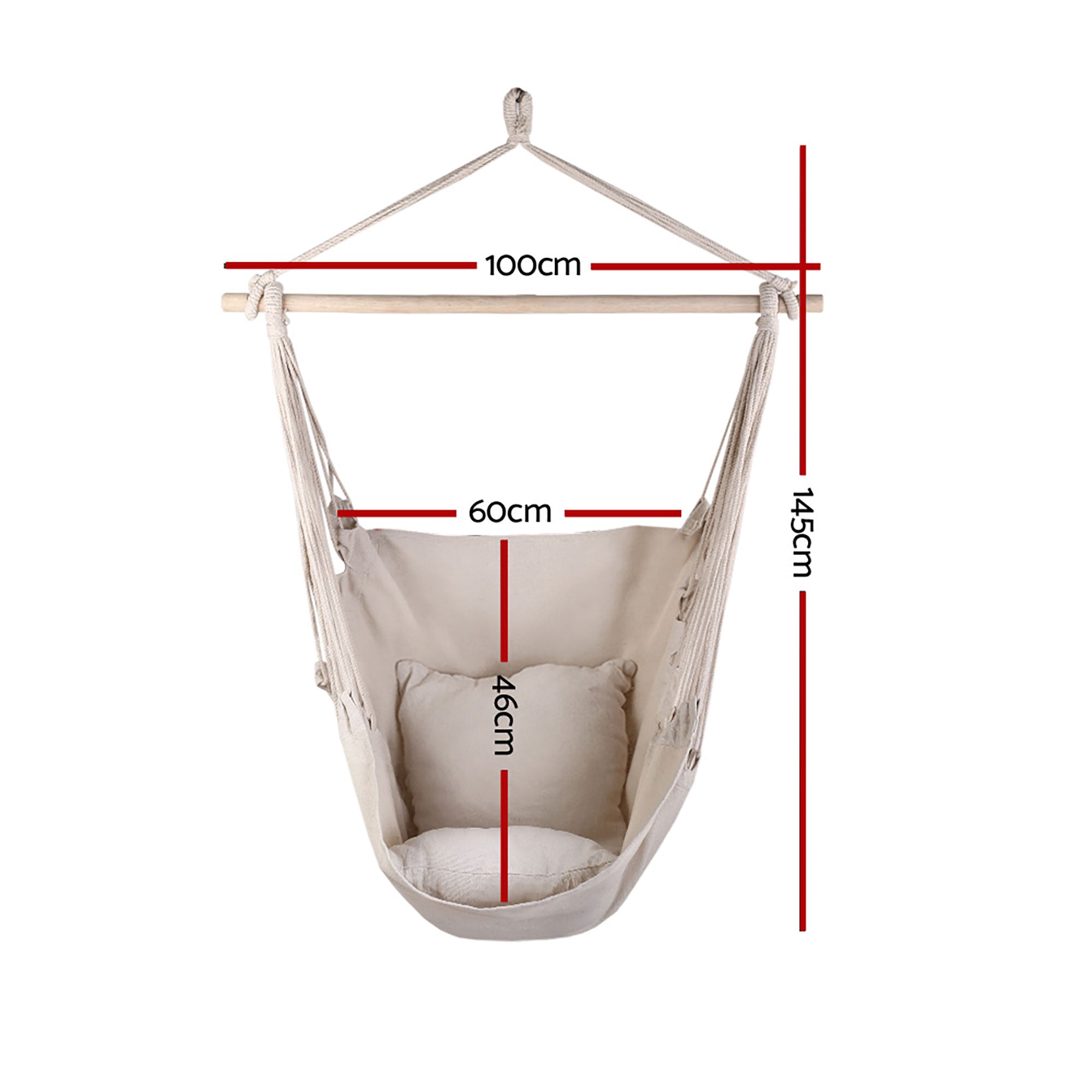 Hammock Chair Outdoor Camping Hanging Hammocks Cushion Pillow Cream By Gardeon