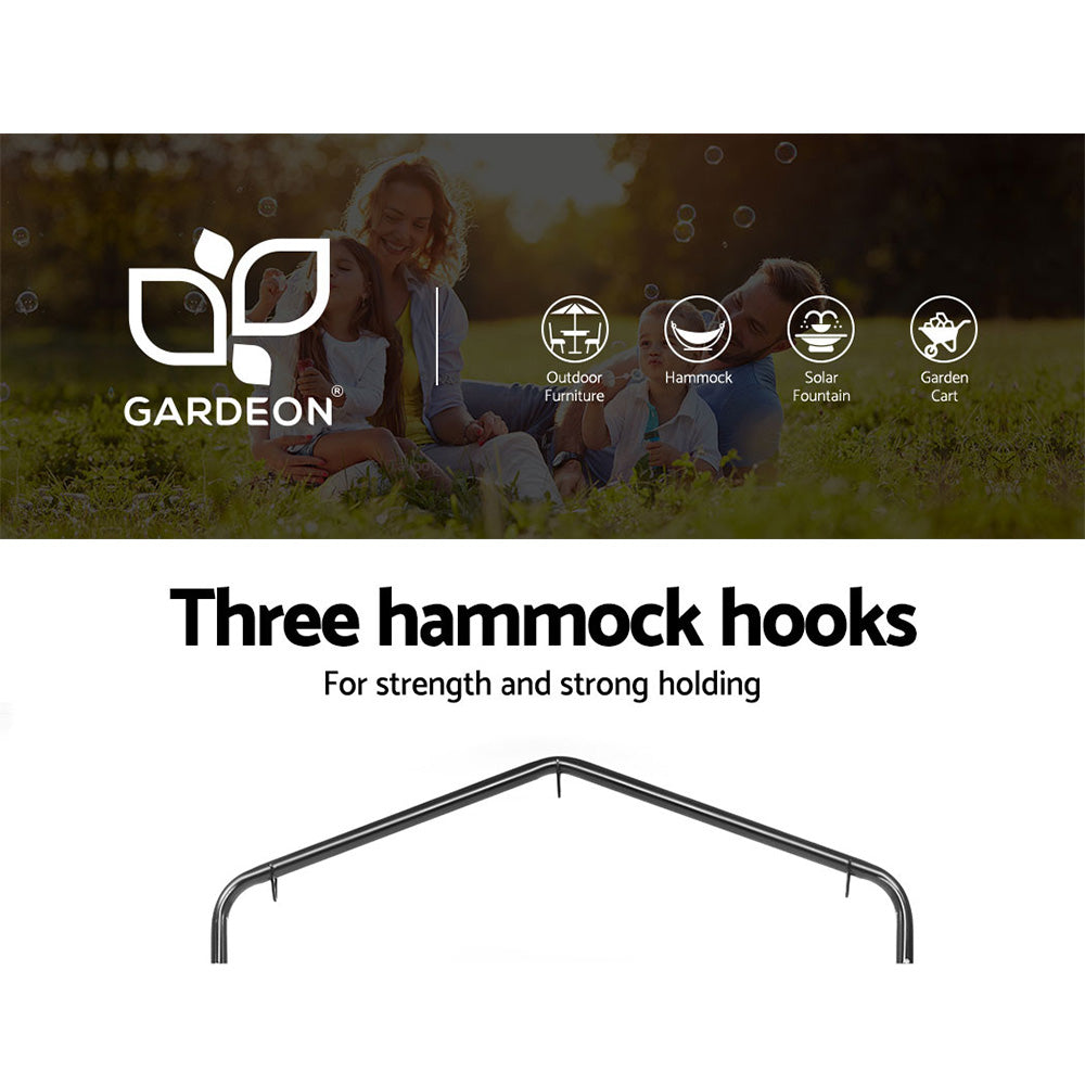 Outdoor Hammock Chair with Stand Hanging Hammock with Pillow Cream By Gardeon