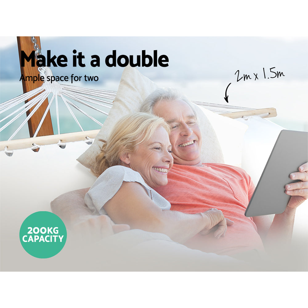 Hammock Bed Outdoor Camping Garden Timber Hammock with Stand By Gardeon