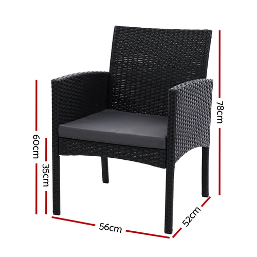 2PC Outdoor Dining Chairs Patio Furniture Rattan Lounge Chair XL Ezra By Gardeon