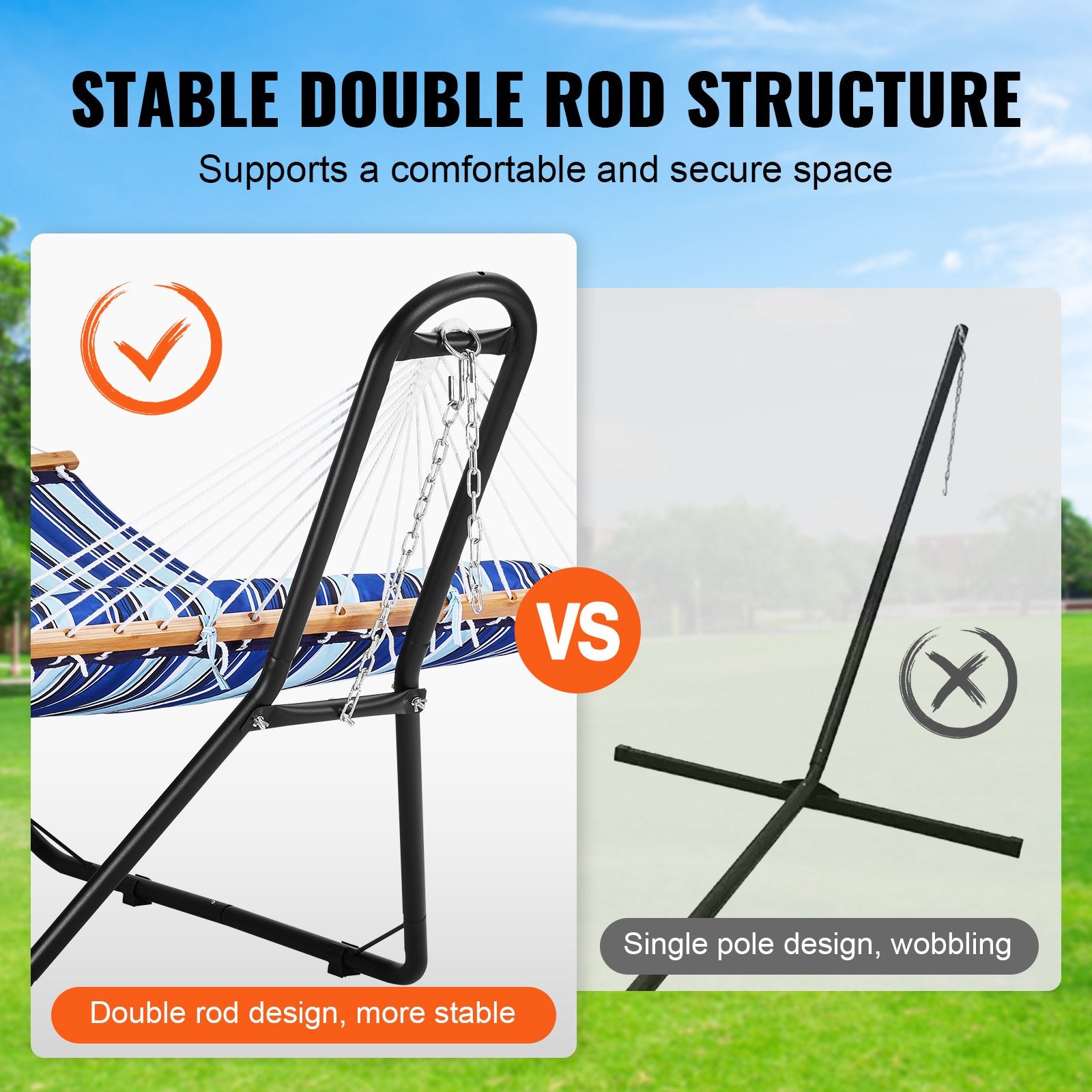 Steel Hammock Stand 450lbs Capacity Hammock Frame Fits 6.9-12.8ft Hammocks